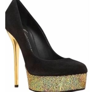Giuseppe Zanotti Black Suede Platform Heels